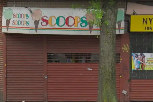 The exterior of Scoops, on Flatbush Avenue.